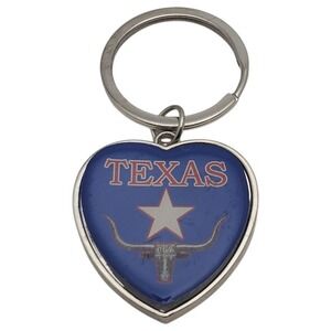 Texas Heart Keychain Longhorn Star‎ Souvenir Gift Metal